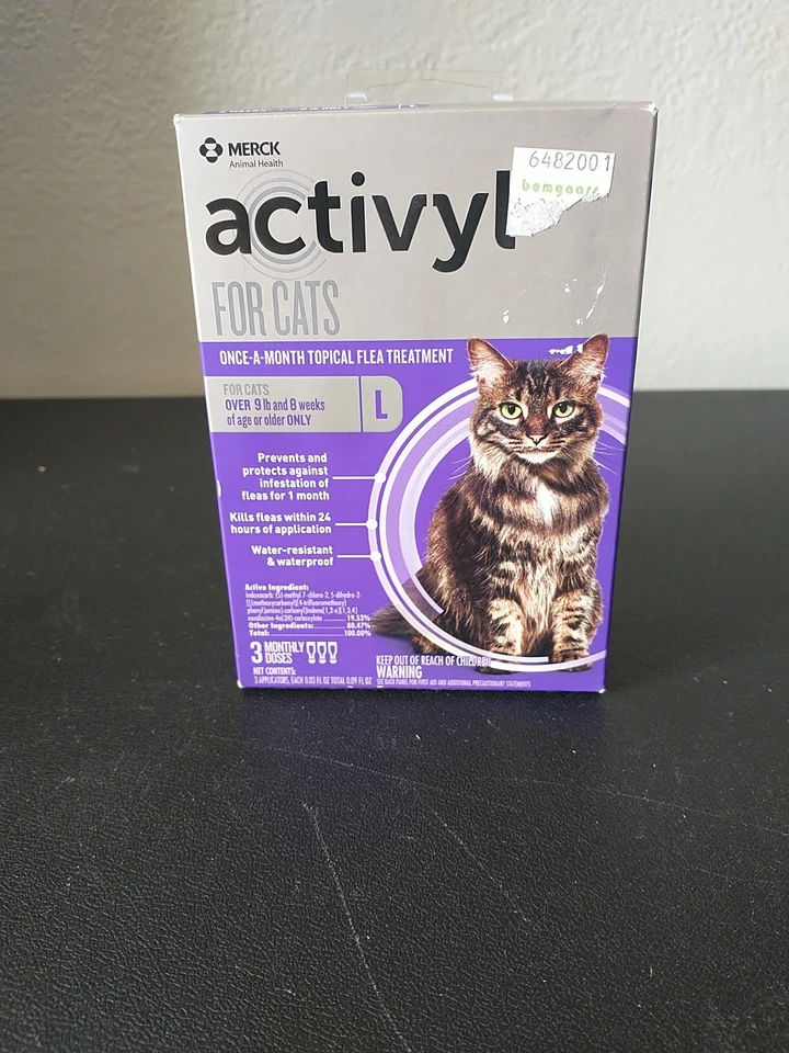 Tratamiento tópico para pulgas y garrapatas Merck Activyl Cat más de 9 libras L 3 meses nuevo Foto 1 de 4