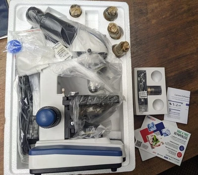 AmScope B120C-E1 40 X-2500 X светодиодный цифровой бинокулярный микроскоп, 3D этап, 1 Мп камера. - Изображение 1 из 4