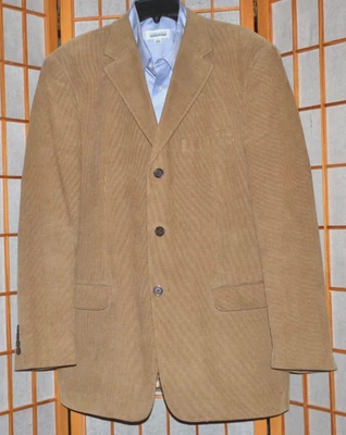 LINEA  UOMO CAMEL Sport Coat  100% Cotton Corduroy 3-Button Blazer Sz. 44L - Image 1 of 4