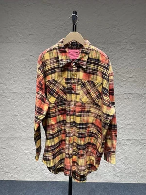 R13 Bleach Plaid Drop Neck Work Shirt Size XXS - Image 1 of 3