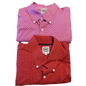 Cinch Lot Of 2 Western Shirts Sz Lg Button Long Sleeve Red Print - Picture 1 of 7