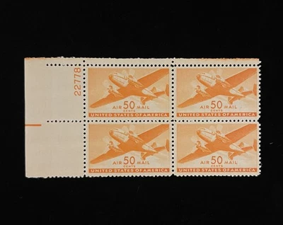 SCOTT #C-31, 50c, NARANJA, BLOQUE DE PLACAS, MOG-NH, FRESCO Y EN MUY BUEN ESTADO - VALOR DE CATÁLOGO $47,50 Foto 1 de 2