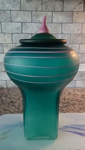 Große Deckeldose/Vase 12,30 Zoll signiert David Hershey Art Deco Studioglas - Bild 1 von 11