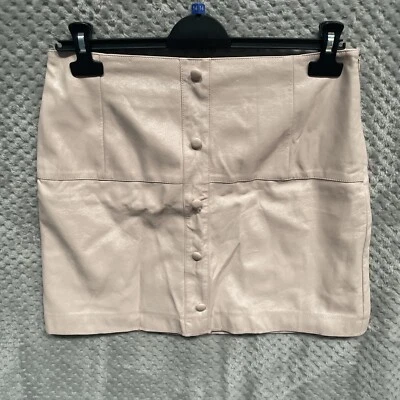 RIVER ISLAND WOMENS SKIRT SIZE UK 12 PINK FAUX LEATHER - Image 1 of 4