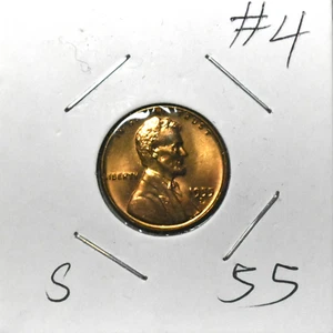 Lincoln Cent Wheat Penny 1955 S BU #4 - Imagen 1 de 2