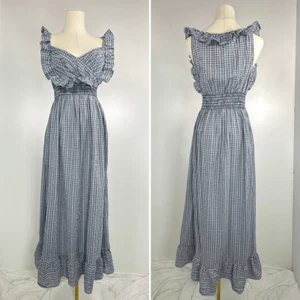 Maxi Vestido Max Studio Cottage Core Cuadros Volantes M Pradera Granja Vaquera Retr - Imagen 1 de 13