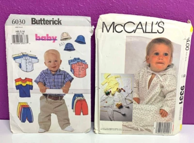 Butterick 6030 McCall's Pattern 9331 Baby Infant Gown T-Shirt Pants Bib Hat - Image 1 of 2