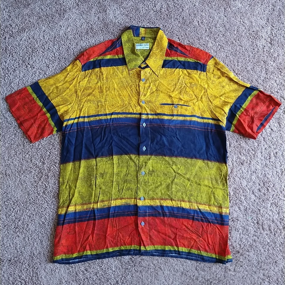Georg Roth Of Germany Colorblock Congo Short Sleeve Button Shirt ~Size L Striped - Image 1 of 4