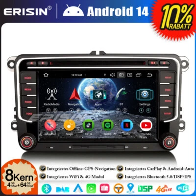 64GB Android 14 GPS Autoradio DVD für VW T6 Crafter Amarok Caddy Polo ŠKODA Yeti - Bild 1 von 4