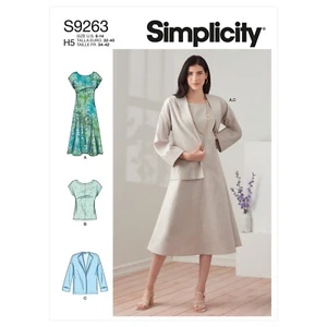 SIMPLICITY 9263 MISSES DRESSES JACKET TOP Sewing Pattern Sizes 6-14 & 16-24 - Picture 1 of 8
