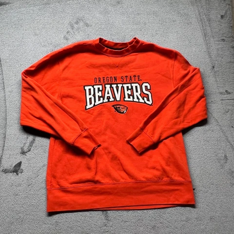 VTG Section 101 Majestic OSU Beavers Hoodie Sweatshirt Orange Men's Large #2985N Cover