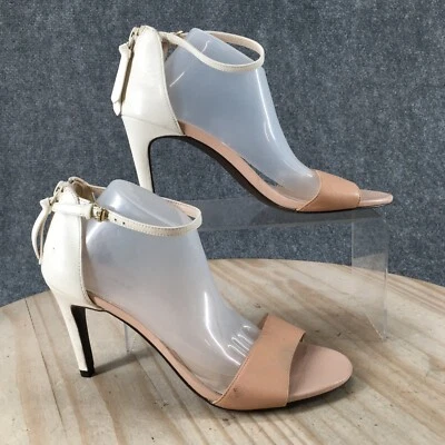 Женские туфли на каблуках Cole Haan 7 B с ремешком на лодыжке сзади на молнии на шпильке бежевые с открытым носком - Изображение 1 из 4