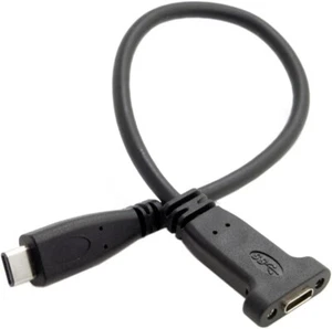 CY USB C USB 3.1 Type C Male to Female Data Extension Cable with Panel Mount - Picture 1 of 9