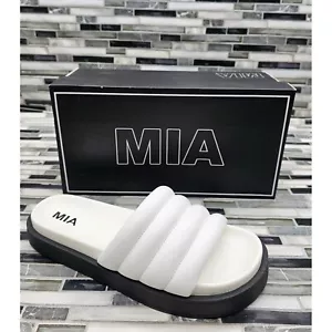 MIA Annaleese White Nappa Women's Slide Sandals Size 8 - Picture 1 of 7