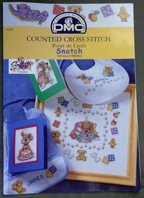 Snatch the Dog & Friends...UK DMC Cross Stitch Leaflet...Cute Puppy - Image 1 of 3