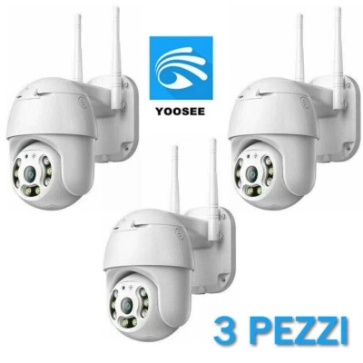 3X TELECAMERA IP CAM PTZ WIFI CAMERA DOME WIRELESS ESTERNO APP YOOSEE MICRO SD - Immagine 1 di 4