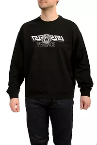 Versace Men's Black Mitchel Fit Logo Print Crewneck Sweatshirt US XL IT 54 - Picture 1 of 6