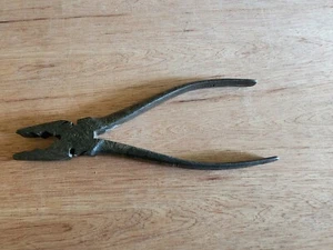 Linesman Pliers 10" Forged Steel Vtg Electricians Tool Unbranded Knurled Grips - Picture 1 of 24