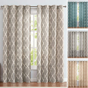Two Gotcha Curtain Panels 50x84 84 Grey Geometric Curtains FREE SHIPPING