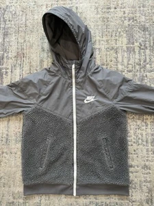 NIKE Black Windbreaker Jacket Hooded Fleece Lining Youth Size XL Tall - Picture 1 of 15