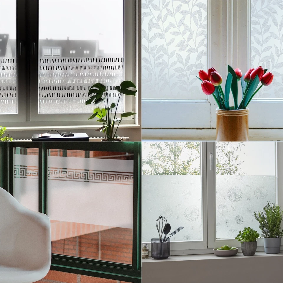 DECOMEISTER Fensterfolie 9€/m² Statisch Haftende Folie Glasfolie Sichtschutz UV-Schutz DIY