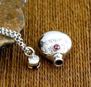 Antique Silver Perfume Bottle Amulet Necklace🧿 (20''-22'') - Picture 1 of 3
