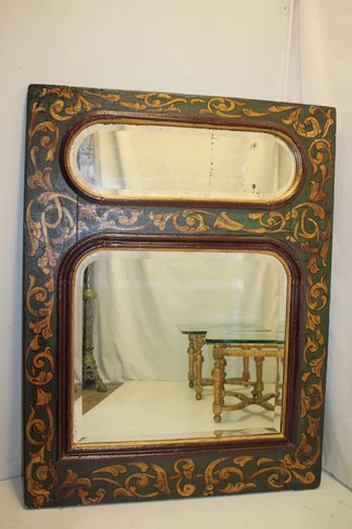 Venetian Style Italian  Decorative Hand Painted Mantel Wall Mirror circa 19th Cover