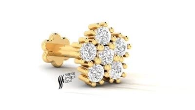 PIN NARIZ ESTILO FLOR ORO MACIZO 18K CON DIAMANTE Foto 1 de 4