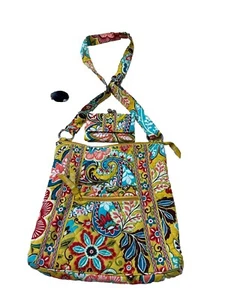 Vera Bradley Blue Yellow Paisley Floral Crossbody Bag & Small One Purse 1G - Picture 1 of 8