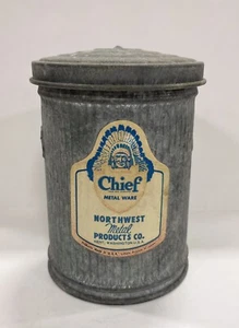Antique Galvanized Steel Salesman’s Sample GARBAGE CAN - Picture 1 of 8