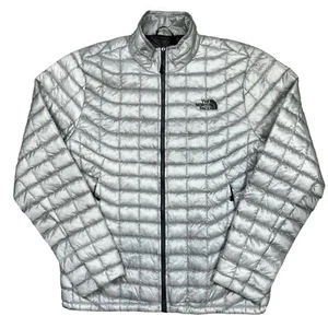 The North Face Thermoball Jacket Gray Puffer Insulated Full Zip Men's Medium - Picture 1 of 5