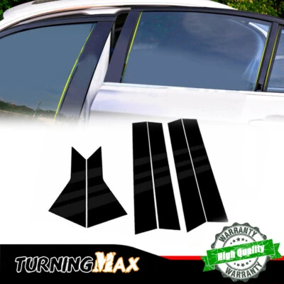 Black Pillar Posts For Honda Civic 16-20 10th 4dr 6pcs Door Window Cover Trims - Image 1 of 4