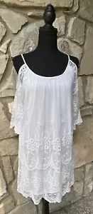 Vestido Anthropologie Etiqueta Jaula Pájaro Pequeño Marfil Bordado Encaje Hombro Frío - Imagen 1 de 12