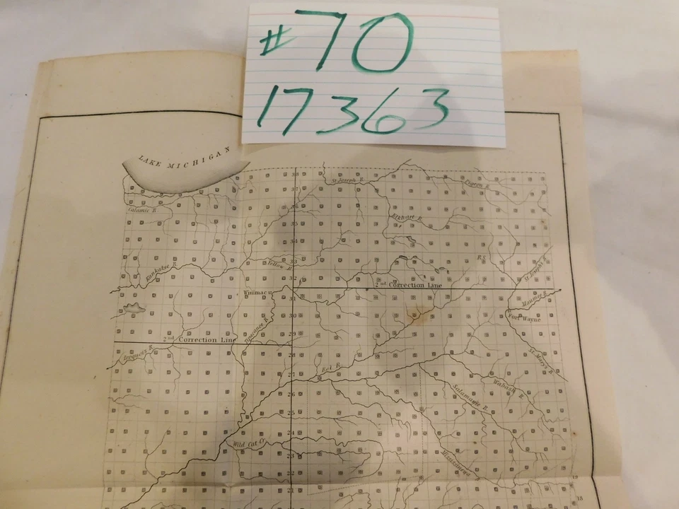 383 Indiana Map US Land Survey 20 x 11 Circa 1849 a Sketch of Public Survey - Image 1 of 4
