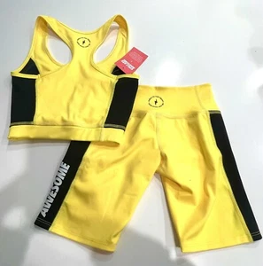 NEON YELLOW YOGA SET “GIRLS ARE AWESOME” - Picture 1 of 3