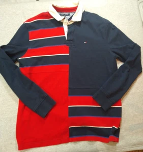 Camisa polo de rugby Tommy Hilfiger vintage años 90 bloques de colores divididos. Con defecto. Talla L - Imagen 1 de 17