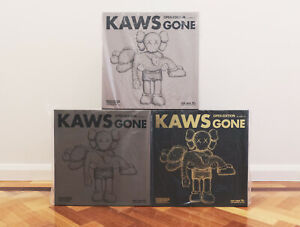BNIB Kaws Gone Art Vinyl Figure Complete Set of 3 (Pink, Blue and Black) NGV 