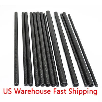 3k Carbon Fiber Tube OD 10 11 12 14 15 16 19 20 22 - 25 27-35mm x 500mm US - Image 1 of 4