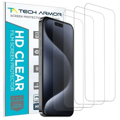 Tech Armor HD Film Screen Protector For iPhone 15 Pro 6.1 Inch - 4 Pack - Image 1 of 4