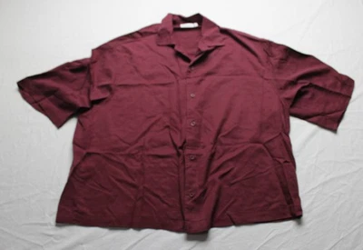 Camisa de media manga cuello cuadrado de gran tamaño de Asos para hombre EJ3 borgoña profunda mediana nueva con etiquetas Foto 1 de 3