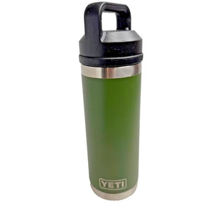 YETI Rambler 18oz Stainless Steel Bottle Green Wildwood Hills Ranch Double Lid - Picture 1 of 24