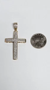 10k Cross Pendant 7g 1ctw Natural Earth Diamonds 2.5" x 1.5" **ACT NOW!** - Picture 1 of 4