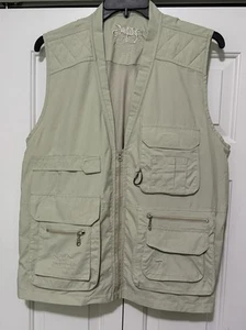Camel Trophy Adventure Team Men’s Beige Hunting Fishing Zip Vest Pockets - Picture 1 of 8