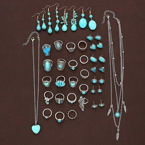 Graceful Turquoise Jewelry Set with Eye Catching Necklace and Earrings - Picture 1 of 5