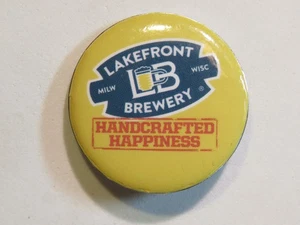 1.25" BEER BUTTON Pinback ~ LAKEFRONT Brewery ~ Milwaukee, WISCONSIN Breweriana - Picture 1 of 2