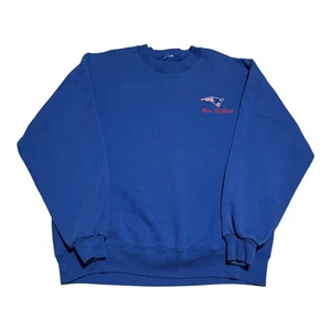 Felpa girocollo uomo vintage anni 90 New England Patriots blu macchiato Boxy L - Foto 1 di 9