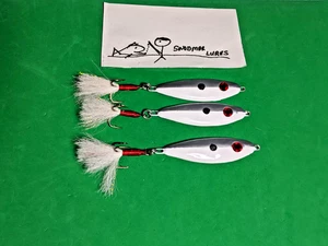 3- 1.5 oz SHAD Fishing Casting Jigging Slab Lead Spoon Lures white / chrome - Picture 1 of 6