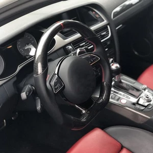 Car Carbon Fiber Steering Wheel Suede For B8Car RS3 RS4 RS5 RS6 S7 RS7 2013‑2016 - Picture 1 of 12