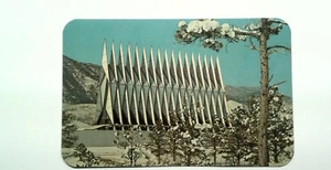 Cartolina litografia fotocromatica Cappella Accademia Aeronautica Colorado - Foto 1 di 2