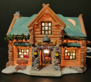 Especialidades de temporada Christmas Village Outfitter's Building Store cabaña de troncos 1996 - Imagen 1 de 12